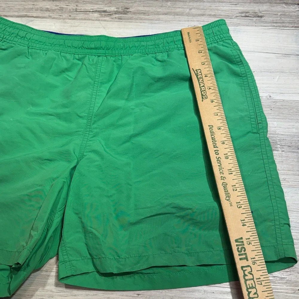 Polo Ralph Lauren Green Swim Trunks Nylon Elastic Tie Waist Vintage Men's Size L